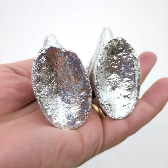 Vintage Aluminum Swan Figurine Pair 7" Hand-Carved Birds Boho Silver Decor - Picture 8 of 12